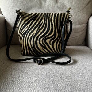 Zebra Print Genuine Leather Crossbody Bag Shoulder Bag Moda in Italia
